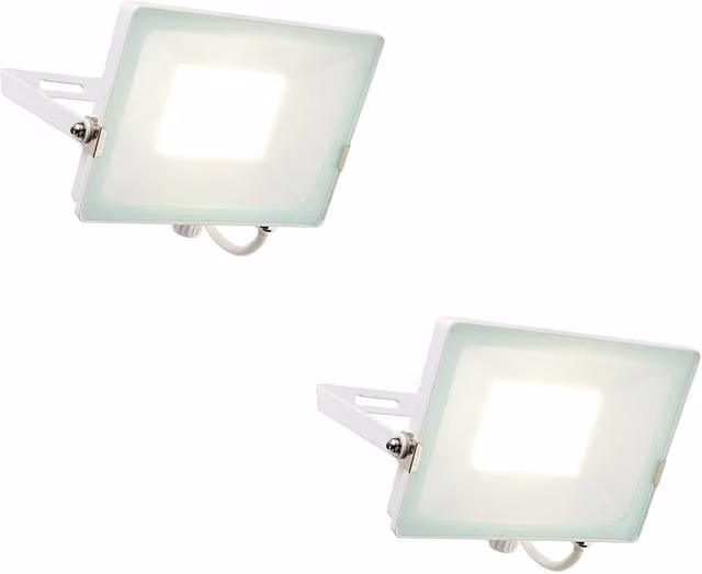 Loops 2 Pack Outdoor Waterproof LED Floodlight, 50W Cool White, Matt White