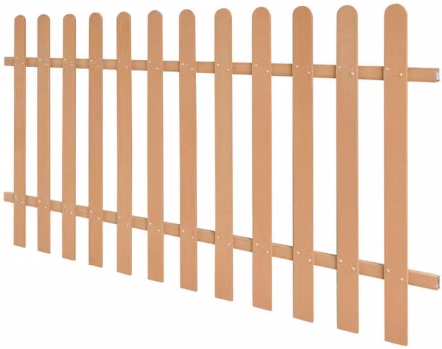 Berkfield Home Brown WPC Palisade Picket Fence, W: 200 cm, H: 100 cm