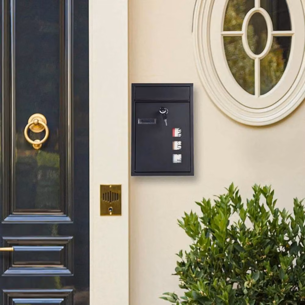 FLAVORA Large Steel Wall-Mounted Letterbox in Black – 4