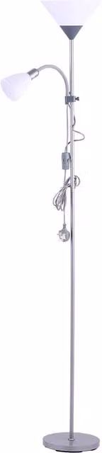 Garden Sanctuary Adjustable Modern Metal Floor Lamp with Cone Shade in Silver and Grey
