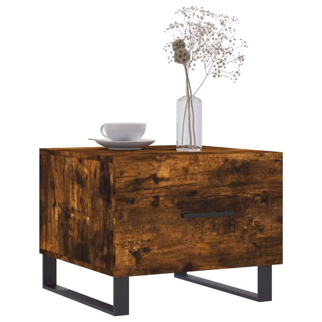 Berkfield Home Set of 2 Smoked Oak Coffee Tables in Brown, W/D/H: 50 x 50 x 40 cm – 3