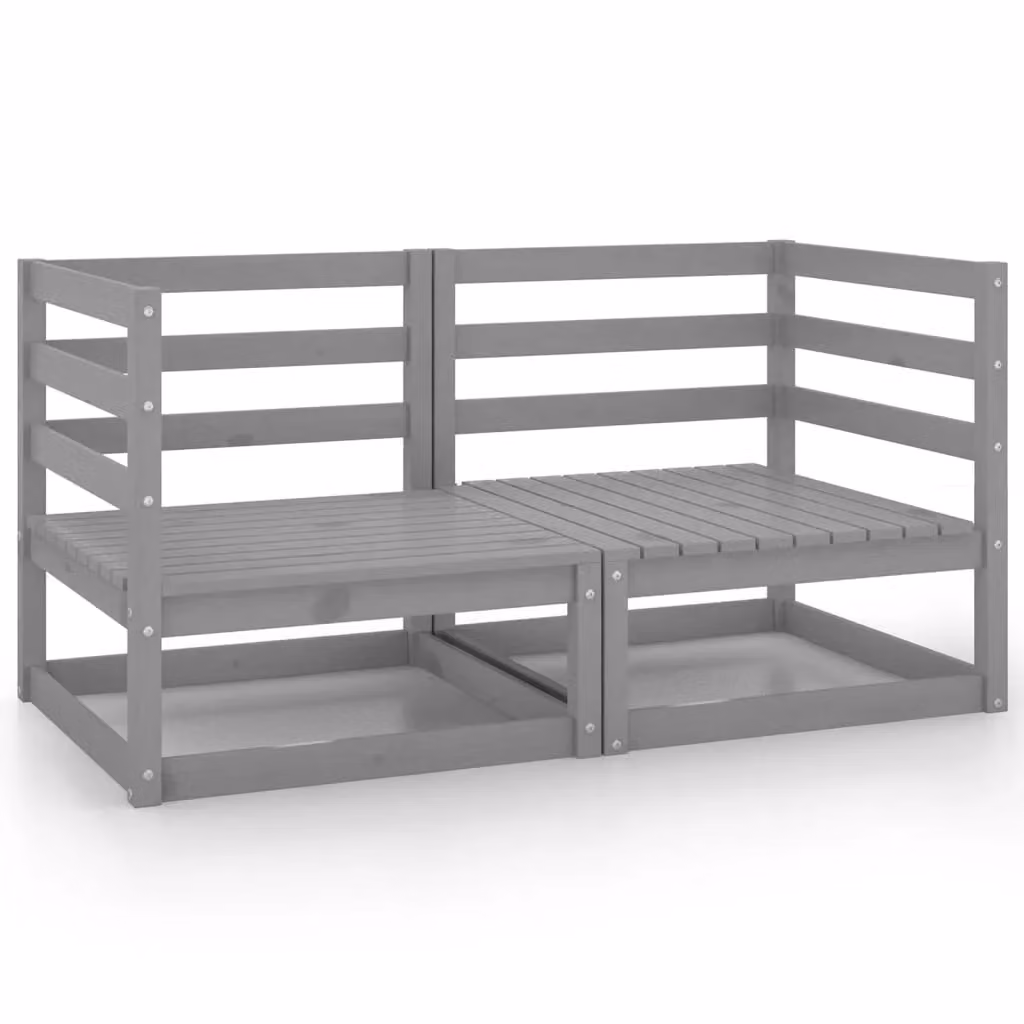 Berkfield Home Garden 2-Seater Grey Solid Pinewood Garden Sofa – 2