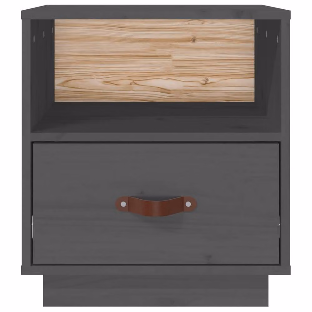 Berkfield Home Beautiful Set of 2 Grey Solid Wood Pine Bedside Cabinets, W/D/H: 40 x 34 x 45 cm – 4
