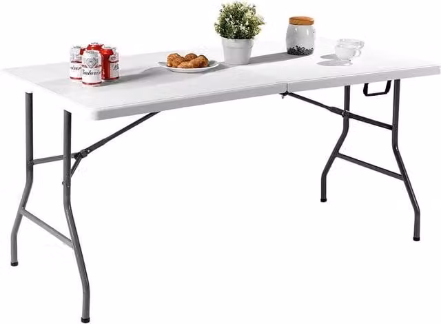 Kelvenix Heavy-Duty Folding Utility Table in White – 1
