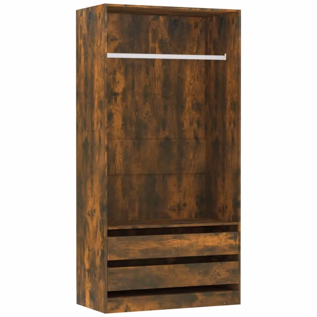 Berkfield Home Smoked Oak Wardrobe in Brown, W/D/H: 100 x 50 x 200 cm – 2