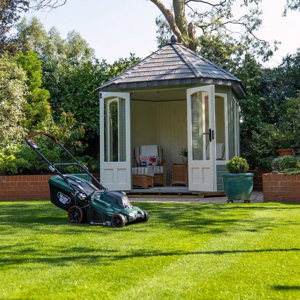 Webb 40V Cordless Rear Roller Lawn Mower with Rechargeable Battery and Mulching Kit, Green, 38cm – 6