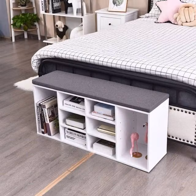 EONLION White Shoe Storage Cabinet and Bench – 1