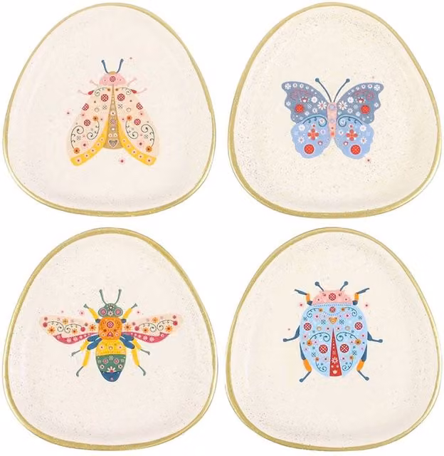 Something Different Floral Bug Trinket Dish, Multicolour (Pack of 4)