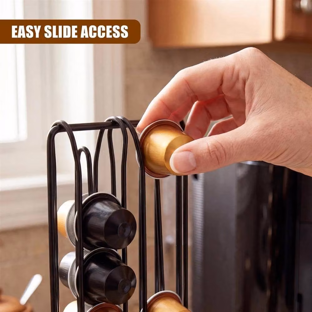 FORGEVIO Black Wireframe Metal Tower Coffee Pod Holder for 32 Nespresso Capsules – 4