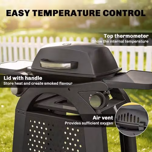 Outsunny 2 Burner Gas Grill with Cast Iron Grates and Cart in Black – 5