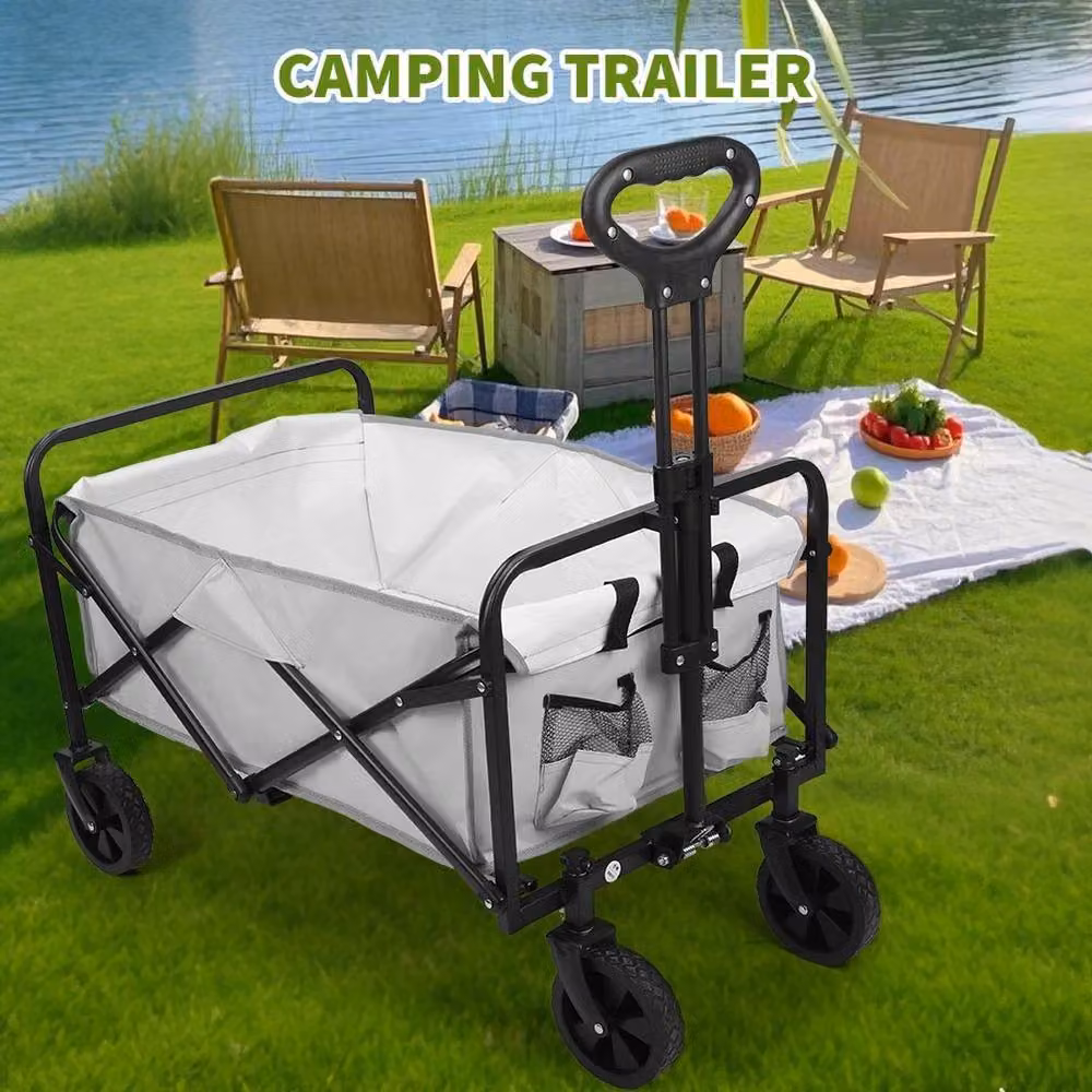 KORVIXA Heavy Duty Foldable Trolley Cart, Grey, W: 1000 cm, D: 52 cm, H: 52 cm – 4