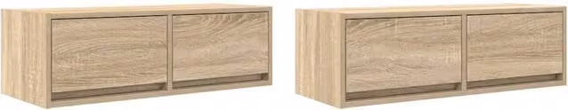 Berkfield Home 2-Piece Sonoma Oak TV Cabinets in Light Tan, W/D/H: 80 x 31 x 25.5 cm – 1