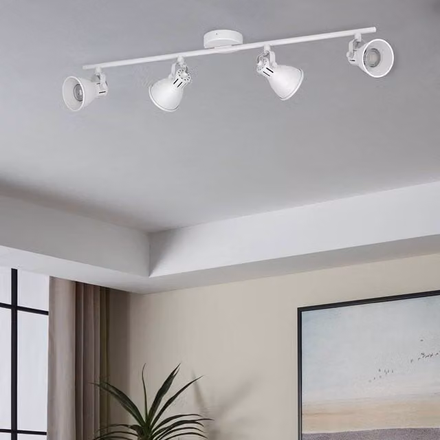 Eglo Seras 1 White Metal 4 Light Adjustable Ceiling Spotlight with LED GU10 Bulbs