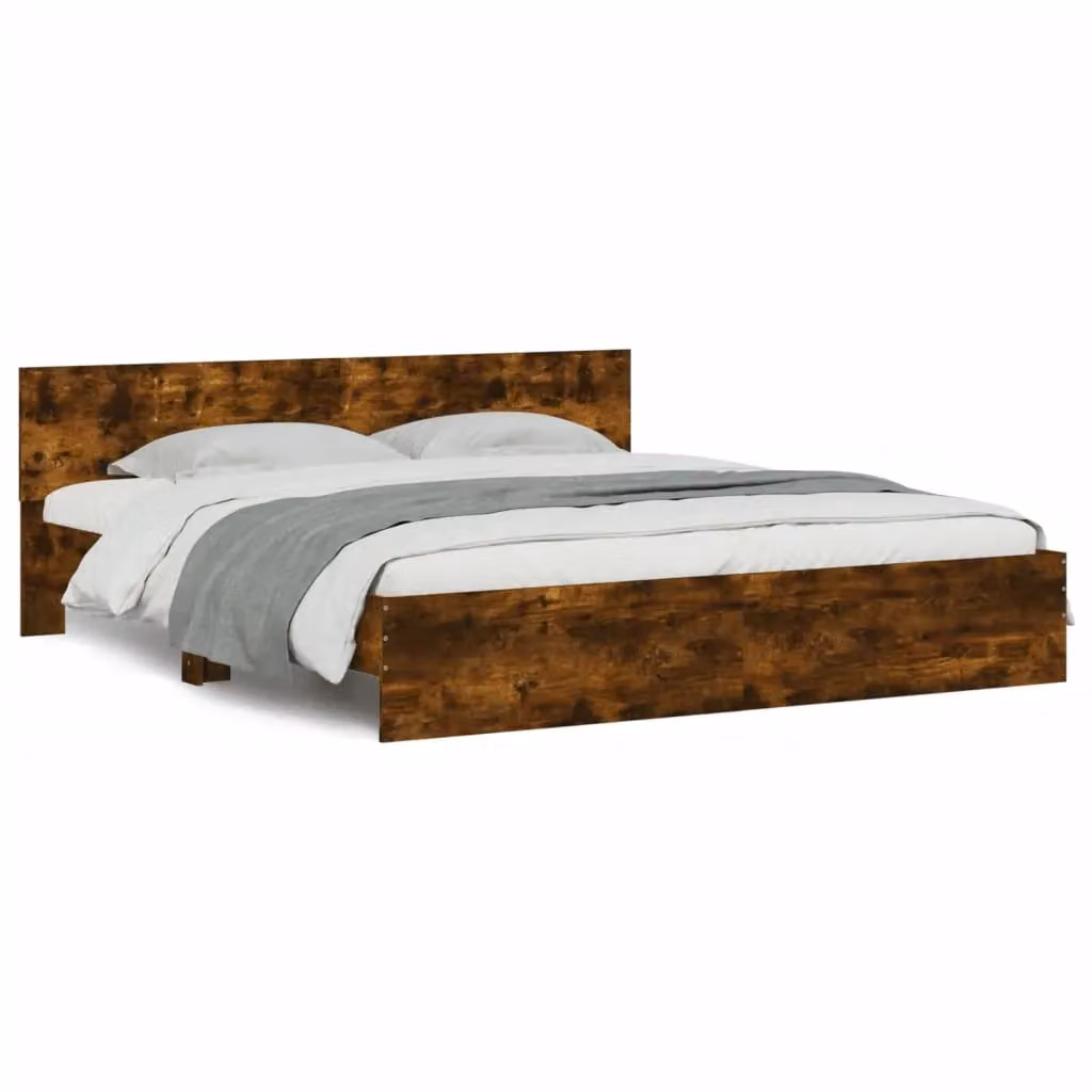 Berkfield Home Super King Bed Frame in Smoked Oak, Brown, W/D/H: 180 x 200 cm – 2