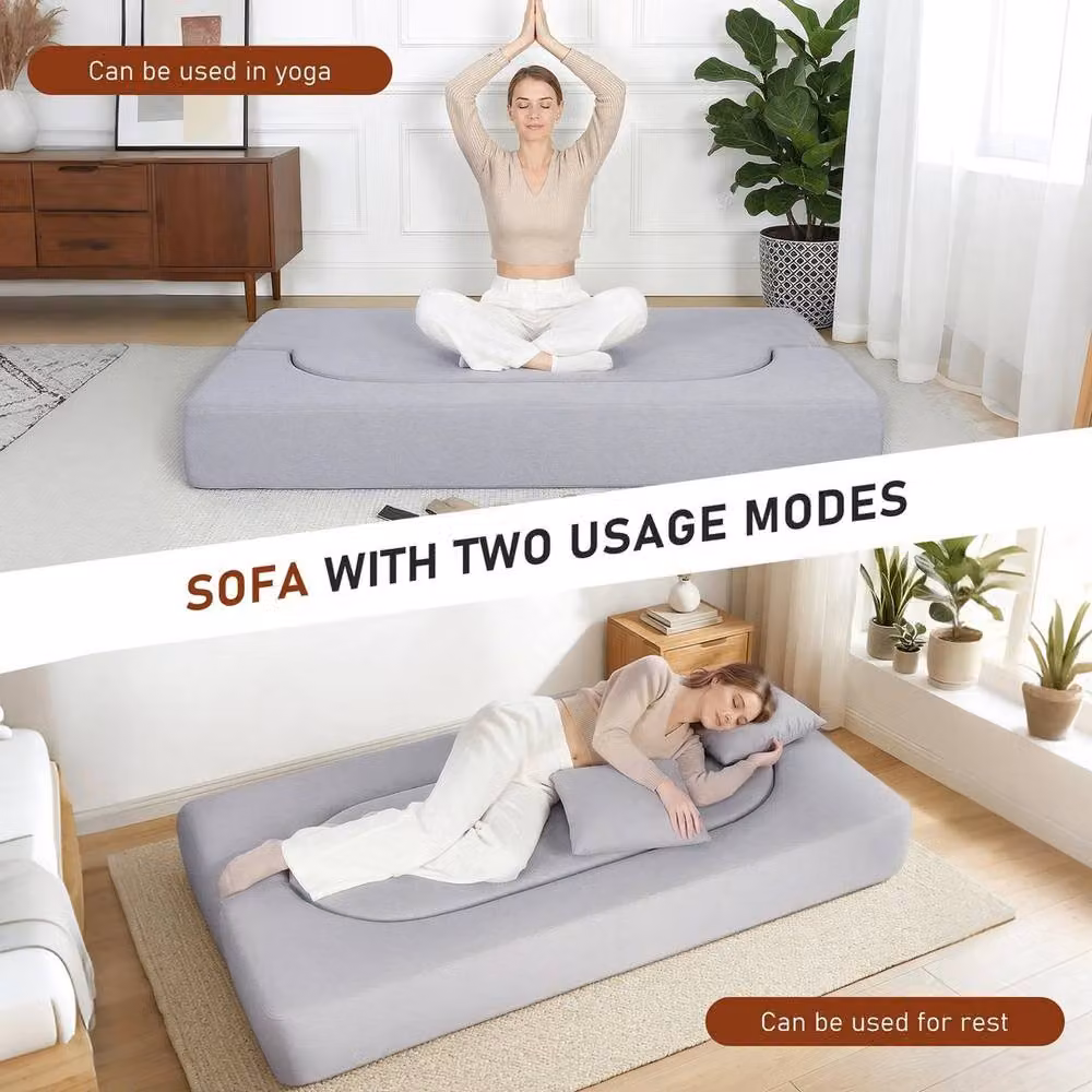 KORVIXA Modern Fabric 3-Seater Sofa Bed in Grey with Sleeping Function and Scatter Cushions – 2