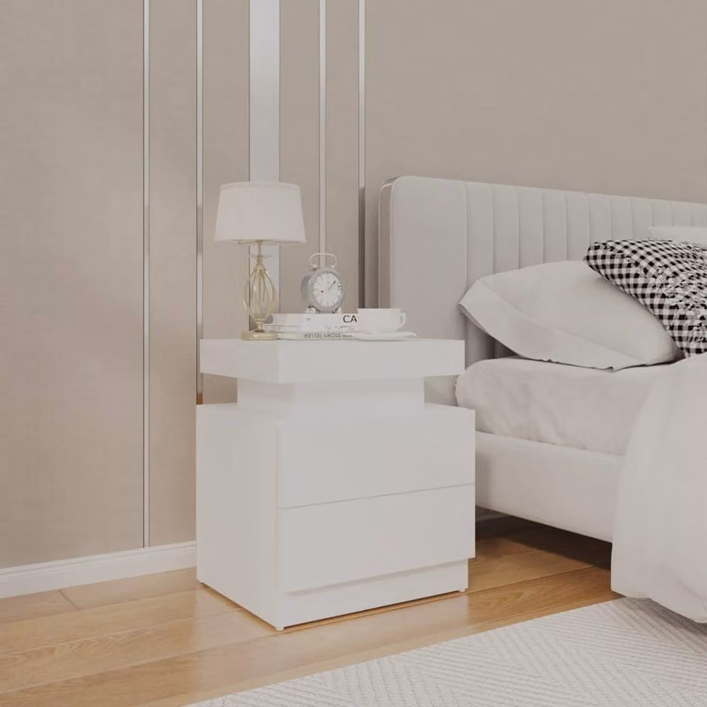 Berkfield Home Modern White Bedside Cabinet W/D/H: 45 x 35 x 52 cm – 2