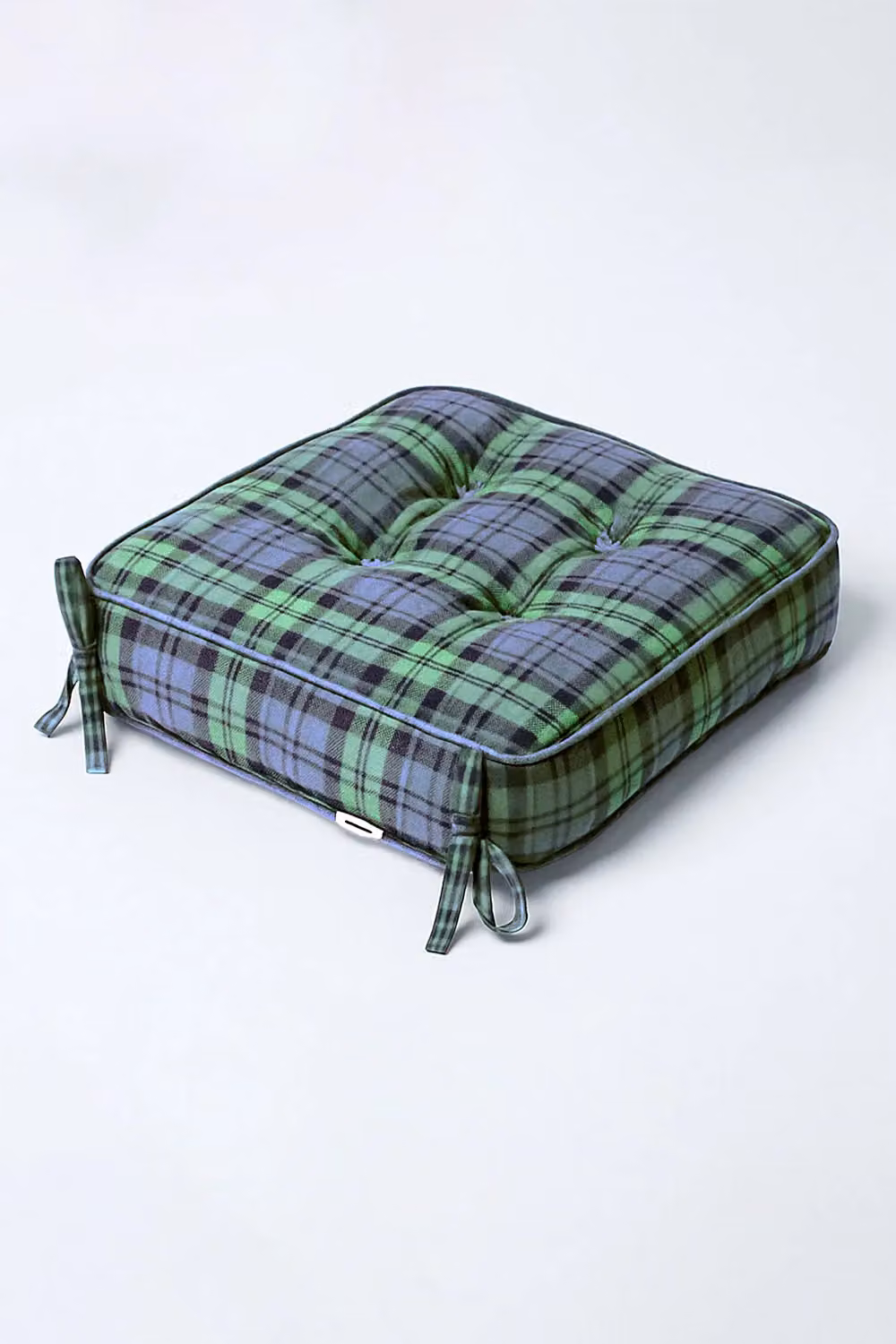Homescapes Blue and Green Tartan Cotton Dining Chair Booster Cushion, W/D/H: 40 x 40 x 10 cm – 2