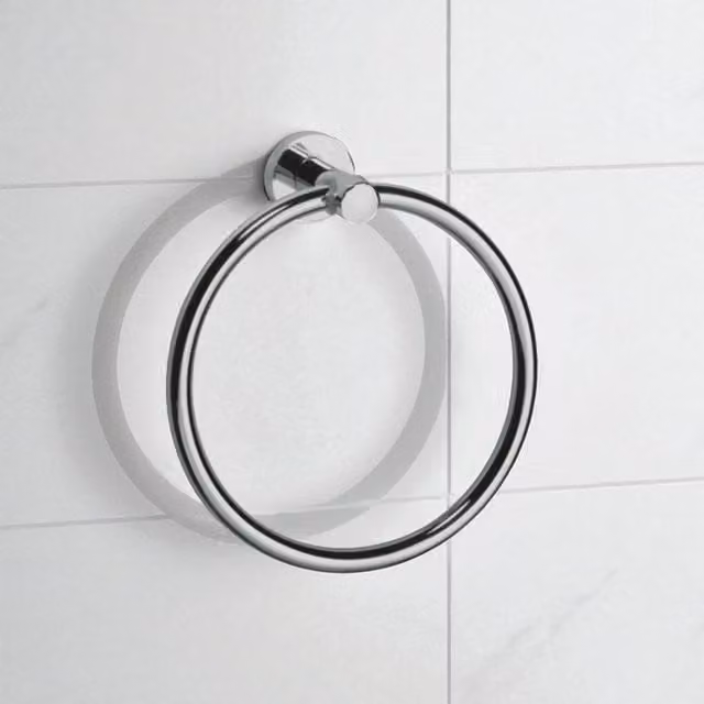 Showerdrape Modernity Wall Mounted Stainless Steel Towel Ring in Silver