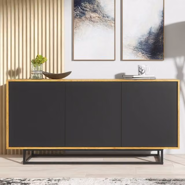 Creative Furniture Halo Loft Style Sideboard in Black and Brown, W/D/H: 160 x 35 x 80 cm