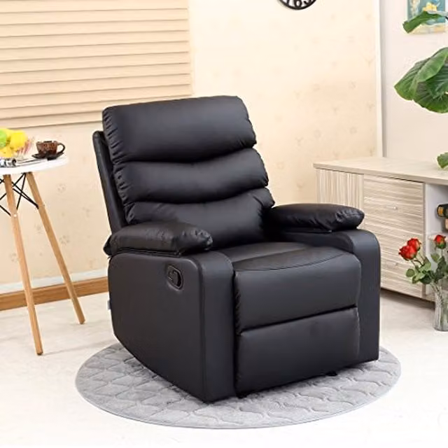 More4Homes Ashby Black Synthetic Leather Manual Recliner Armchair