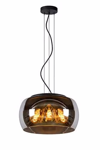Lucide Olivia Dimmable Adjustable Modern Pendant Light in Grey with Glass Shade, Diameter: 40 cm – 1