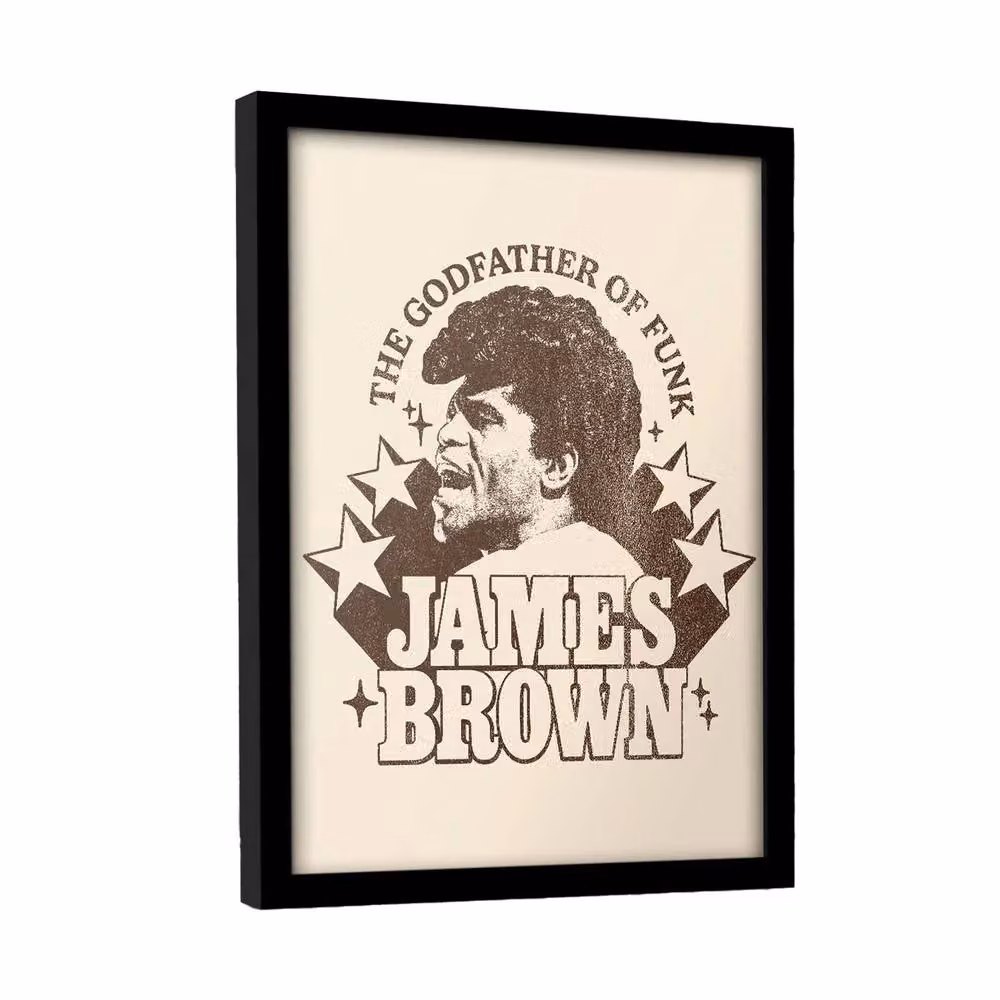 James Brown Godfather Framed Retro Typography Wall Poster in Light Beige – 2
