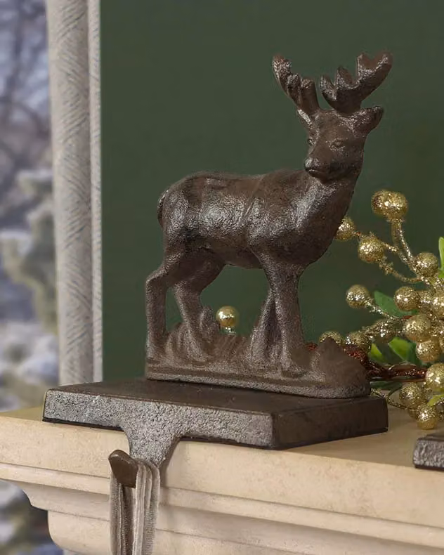 Dibor Set of 2 Brown Cast Iron Reindeer Christmas Stocking Holders – 3
