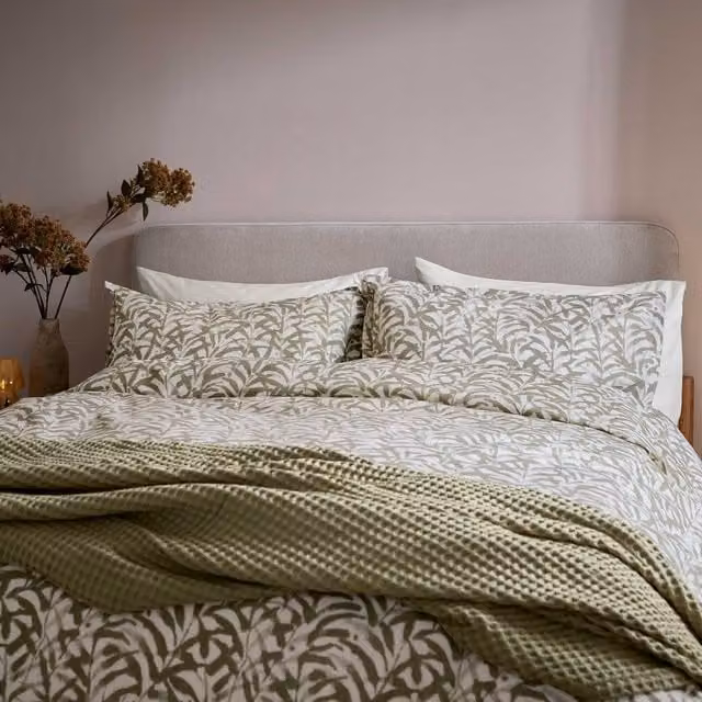 Murmur Cleo Floral Cotton Duvet Cover and Pillowcase Set, Green, W: 90 cm, H: 200 cm – 1