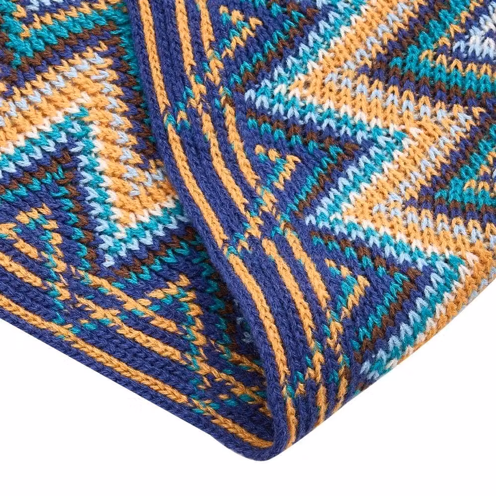 NESTLUNE Blue Wave Striped Knitted Throw Blanket, W: 130 cm, D: 160 cm – 3