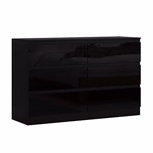 FWStyle Modern 6 Drawer Chest in Black, W/D/H: 120 x 40 x 77 cm – 2