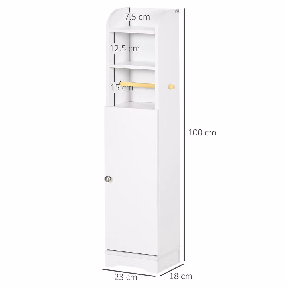 STILVORA Slim Freestanding White Bathroom Cabinet with Internal Shelves and Hinged Doors – 2