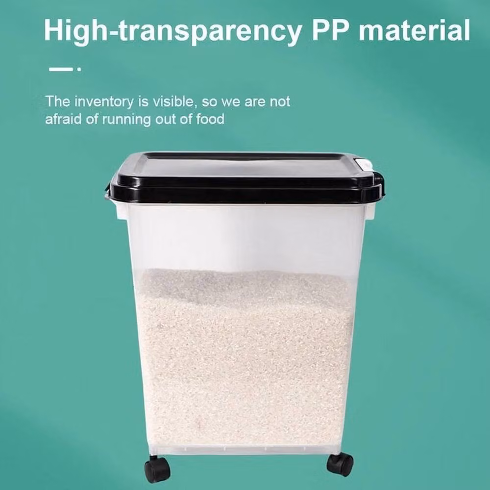 NESTLUNE Airtight Wheeled Plastic Pet Food Storage Bin, 15 kg, Black – 4