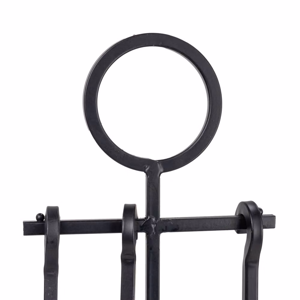 JVL Alderley 3 Piece Freestanding Metal Fireplace Companion Set with Stand, Black – 2