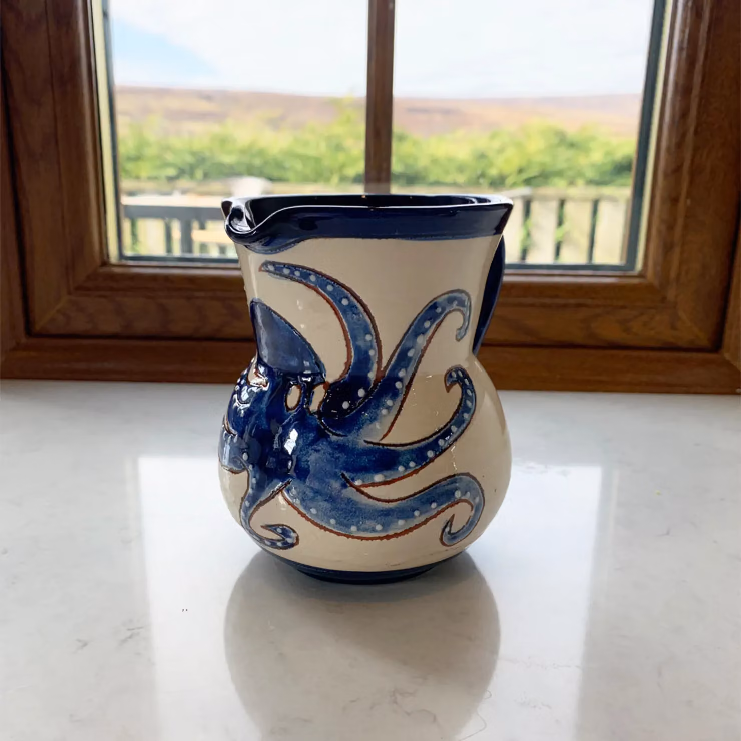 Verano Spanish Ceramics Signature Blue and White Octopus Hand Painted Ceramic Small Pourer Jug 0.5 l – 4