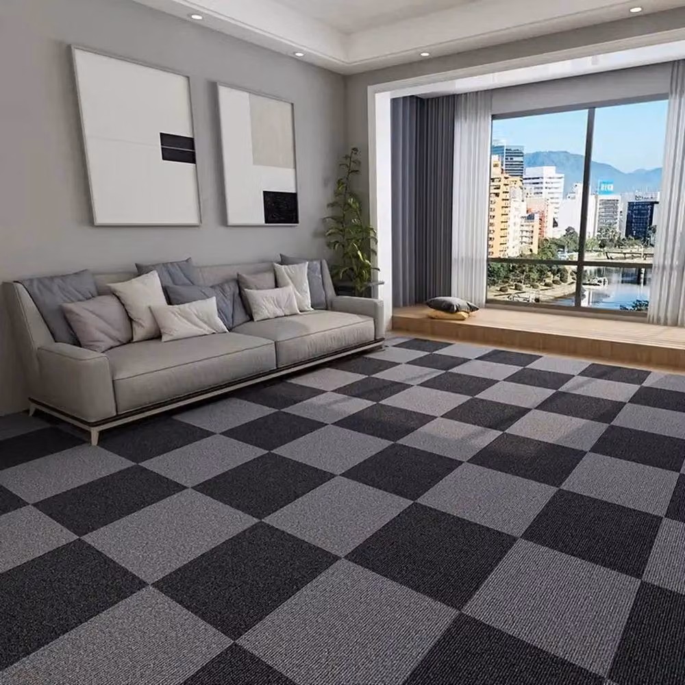 FLAVORA Grey Non-Slip Polyester Carpet Tiles, 20 Pack, W/D: 50 x 50 cm – 3