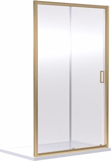 Balterley Reversible Sliding Shower Door with 6mm Toughened Safety Glass in Gold, W/D/H: 119 x 4.4 x 185 cm – 1