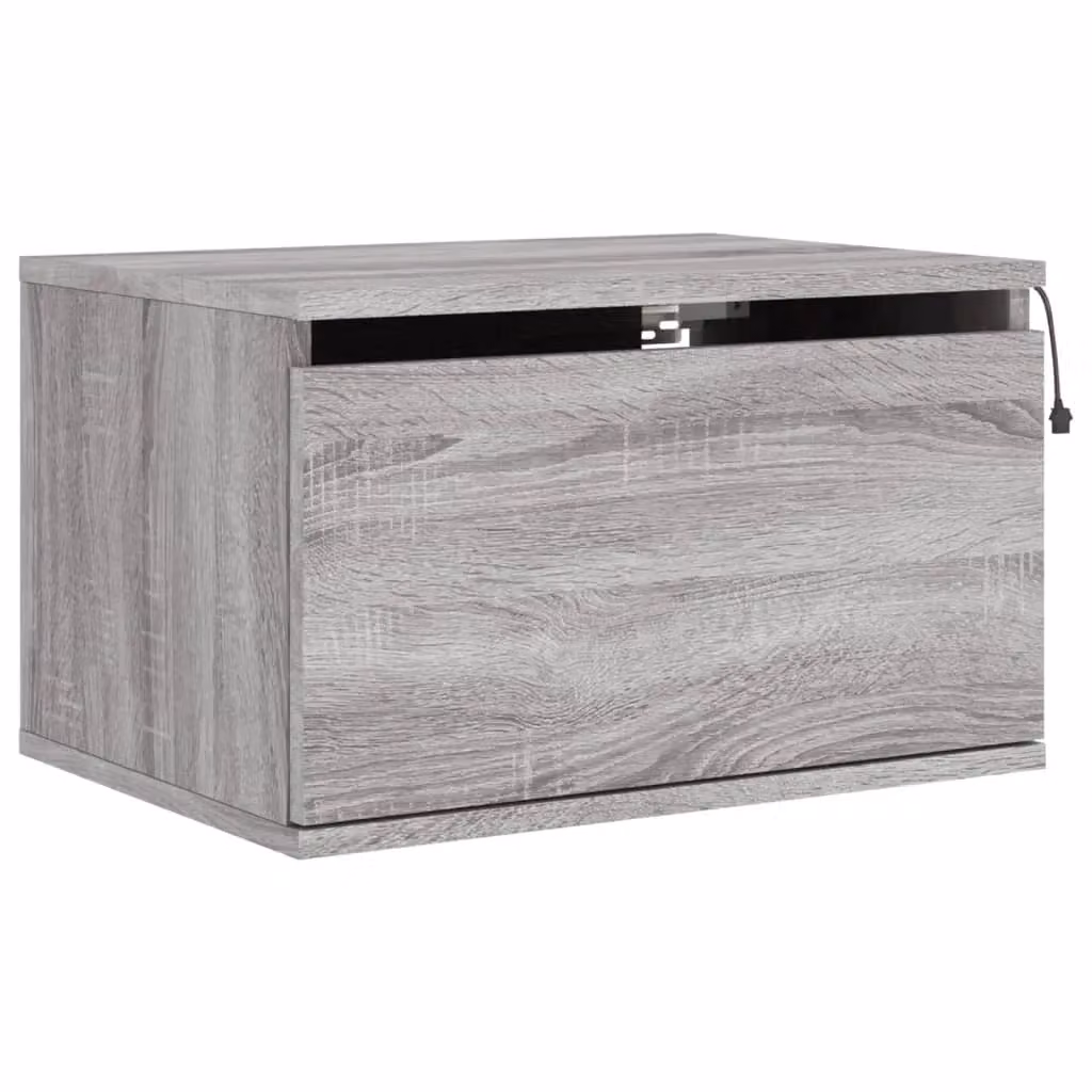 Berkfield Home Wall-mounted Bedside Cabinet with Integrated LED Lights in Grey Sonoma – 2