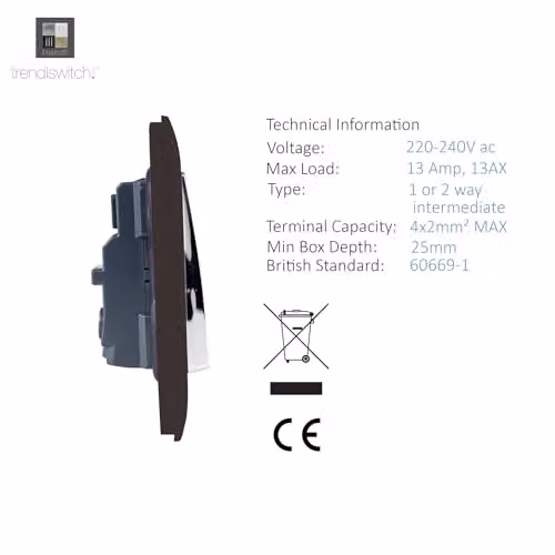 Trendi Switch 2 Gang 13 Amp Flush Socket in Grey – 4