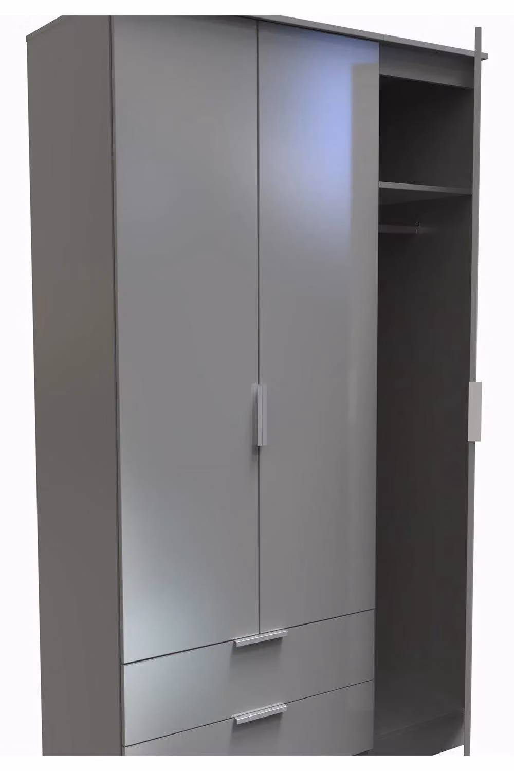 2 U Dover Triple Wardrobe with 2 Drawers in Dark Grey, Ready Assembled – 2