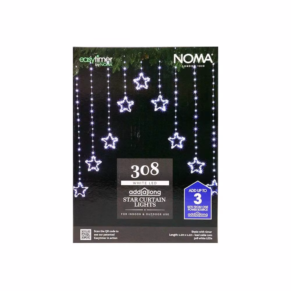 Voltico Star Curtain Lights with 308 White LEDs, Cool White, W/H: 120 x 120 cm – 5