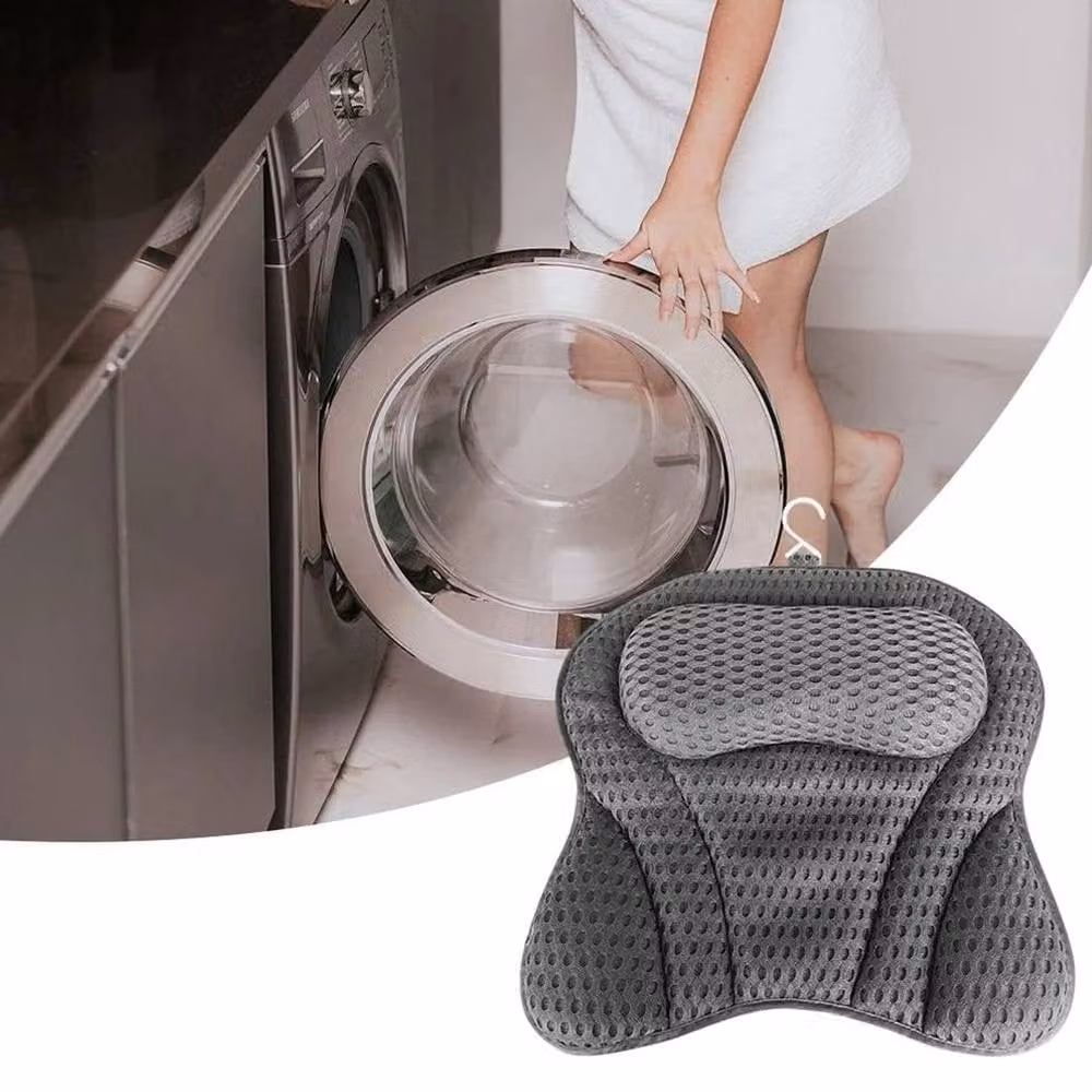 NESTLUNE Luxury Waterproof Anti-Slip Bath Pillow in Grey – 3