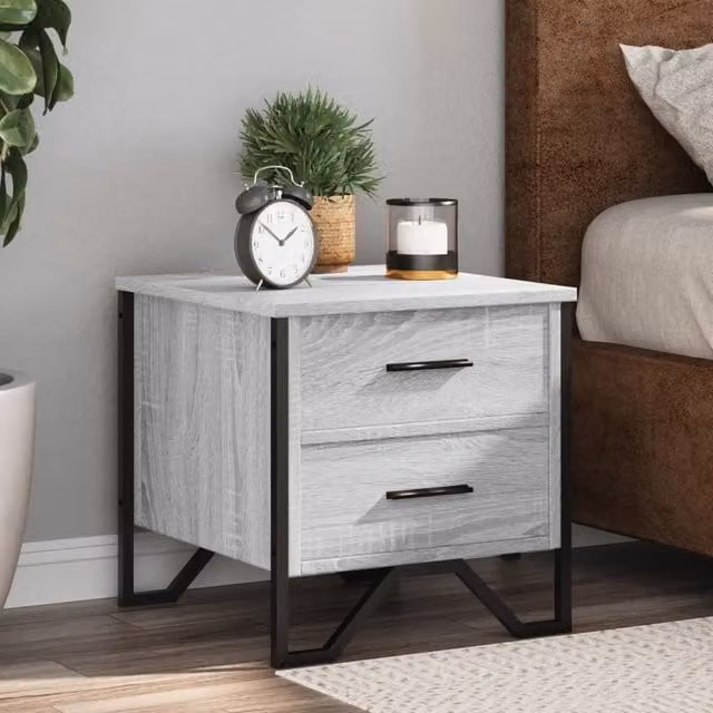 Berkfield Home Grey Sonoma Bedside Cabinet in Engineered Wood W/D/H: 40 x 41 x 40 cm