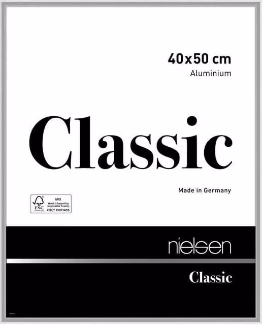 Nielsen Design Classic Modern Rectangular Aluminium Picture Frame in Silver with Glass Front, W/H: 40 x 50 cm – 1