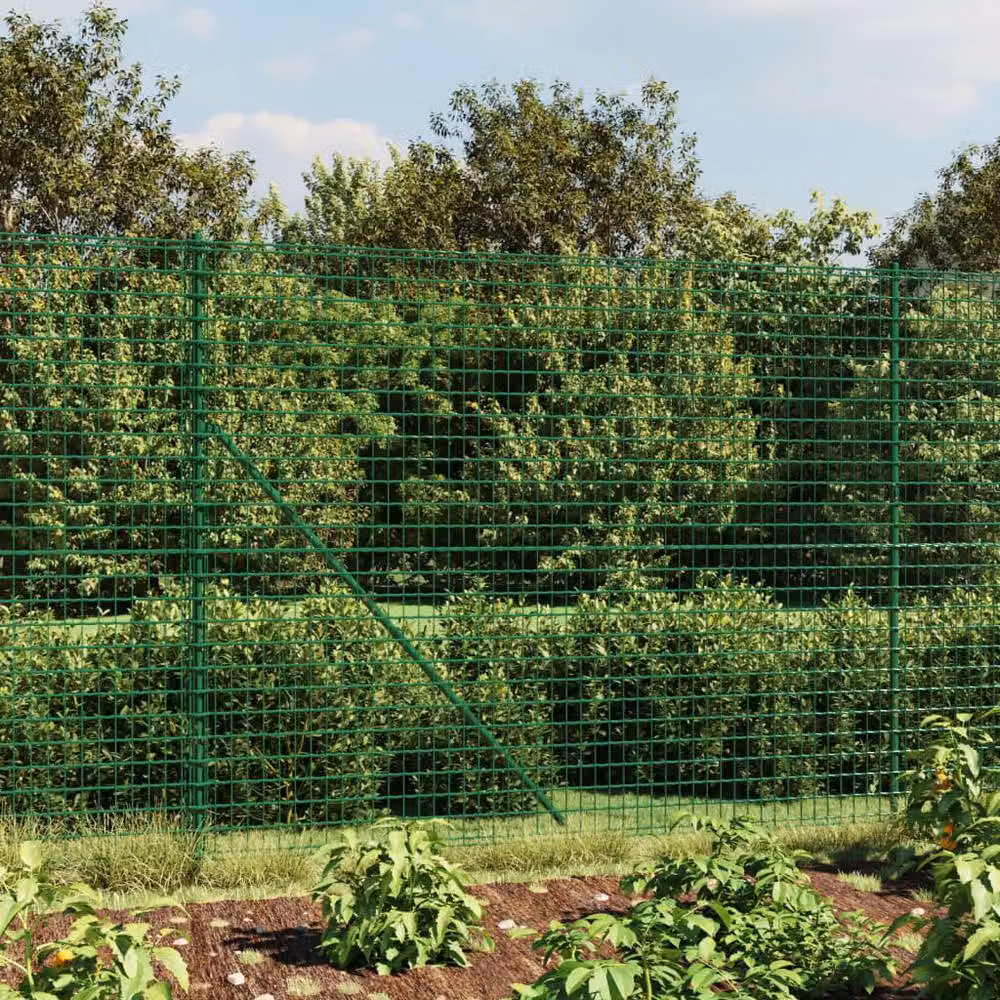 Berkfield Home PVC Coated Steel Wire Mesh Fence with Flange, Green, H: 1.6 m x W: 25 m – 2