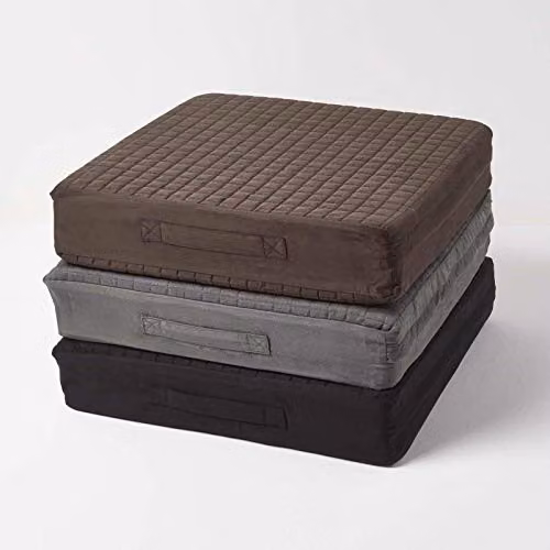 Homescapes Brown Quilted Orthopaedic Foam Armchair Booster Cushion with Removable Faux Suede Cover, W/D/H: 50 x 50 x 10 cm – 4