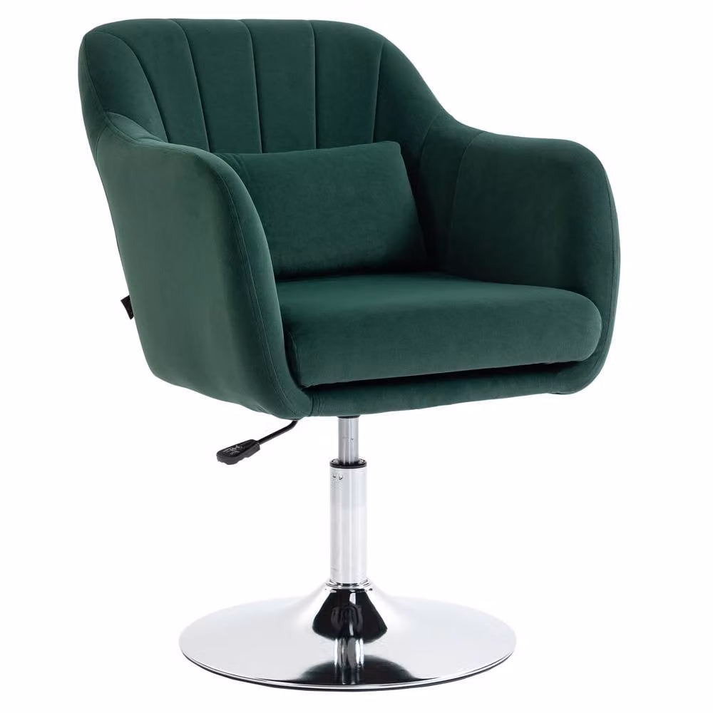 STILVORA Green Velvet Swivel Tub Chair with Adjustable Height and Armrests – 4