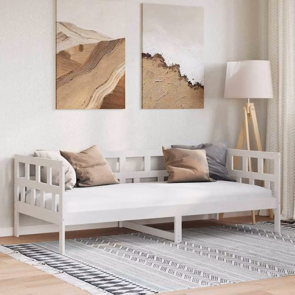 Berkfield Home Rustic White Solid Wood Pine Day Bed W/D/H: 200 x 80 x 0 cm – 2