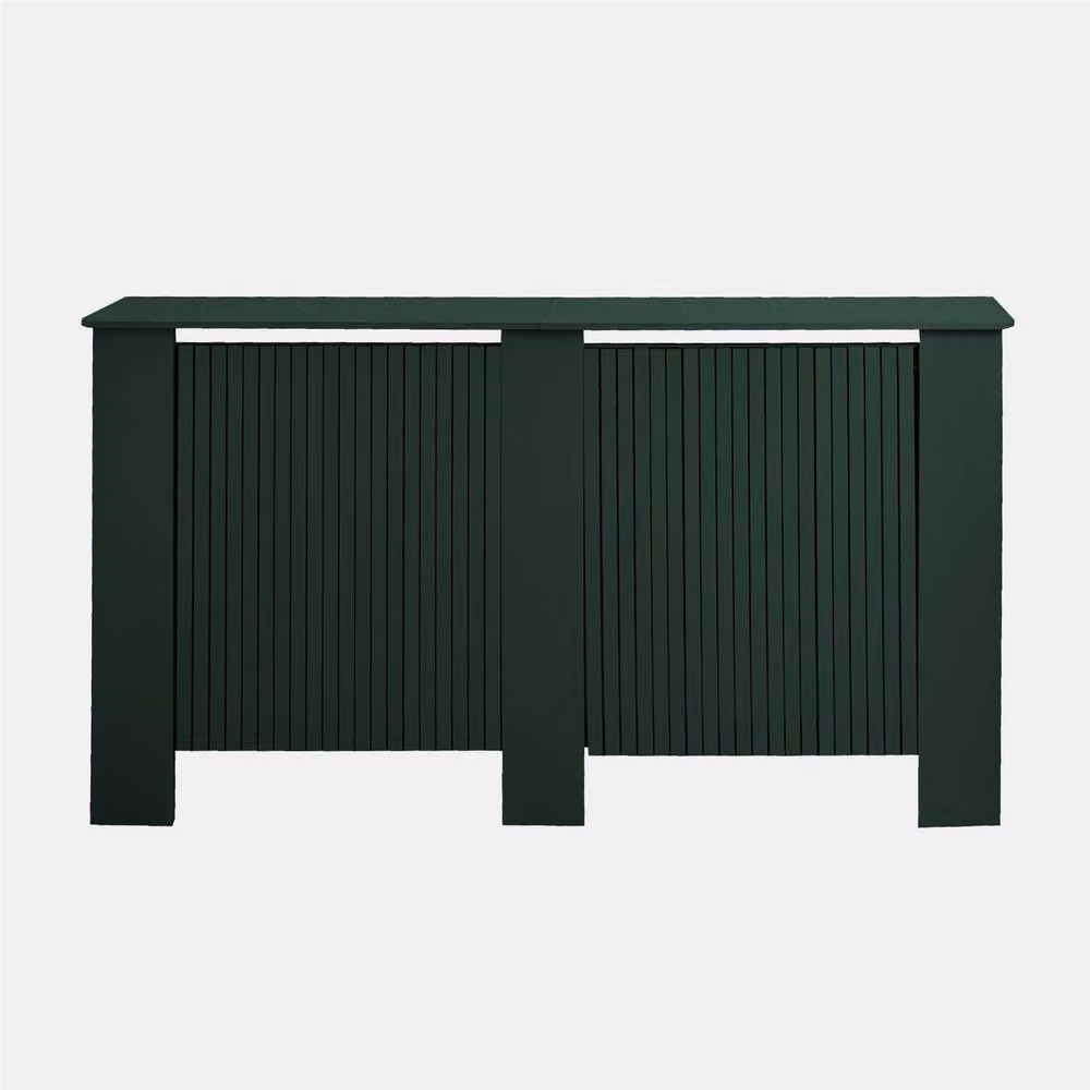 OHS Large Ribbed Radiator Cover in Dark Green Matt Slatted Engineered Wood – 2