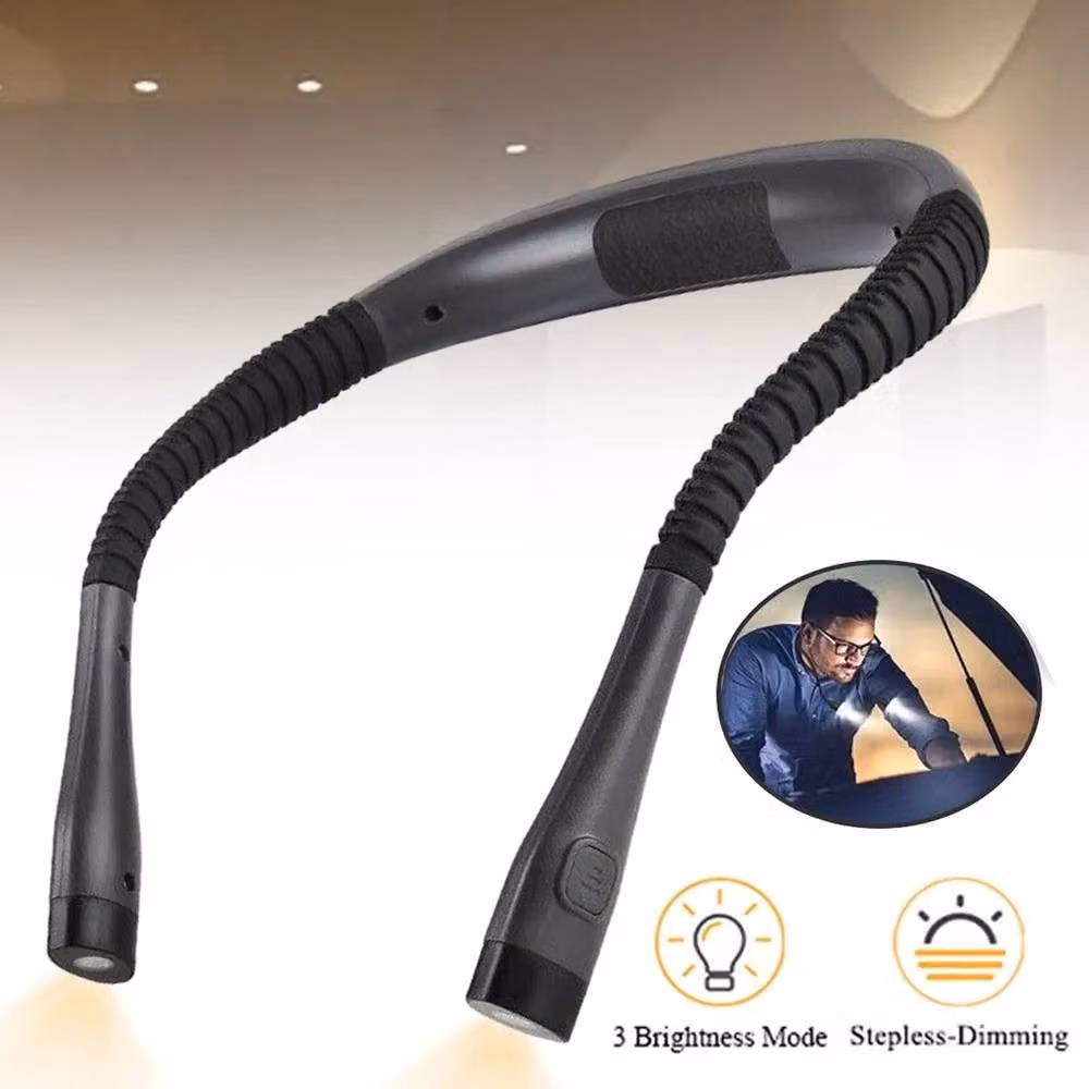 NESTLUNE Handsfree LED Flexible Neck Light, USB Rechargeable, Black – 3
