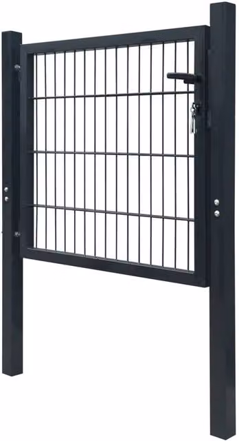 Berkfield Home Durable 2D Steel Single Swing Fence Gate in Anthracite Grey, W: 106 cm, H: 130 cm